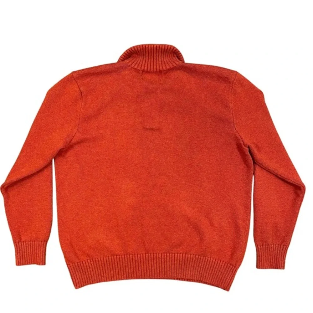 Polo Ralph Lauren Mens XL Orange Cotton Mock Neck Button Sweater Heather Knit - Picture 2 of 7